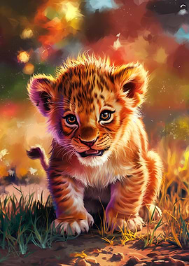 Adorable Lion Cub Portrait