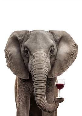 Elephant with Wine Glass