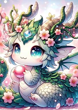 Cute Dragon Flowers Gem