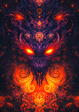 Fiery Demon Abstract Digital Art
