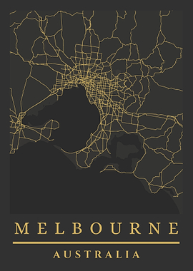 Melbourne Australia Map Art