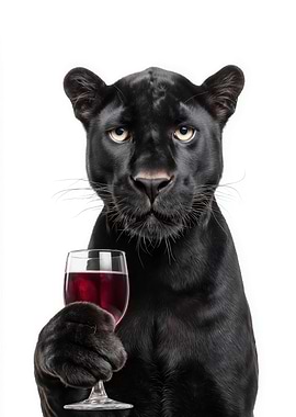 Black Panther with Wine Glass