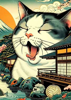 Cat Japanese Landscape