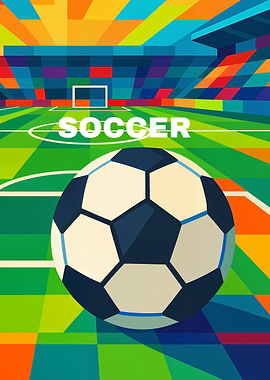 Colorful Soccer Ball on Field Illustration