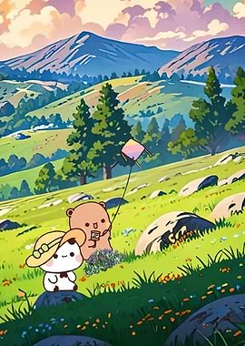 Cute Bear Mountain Landscape