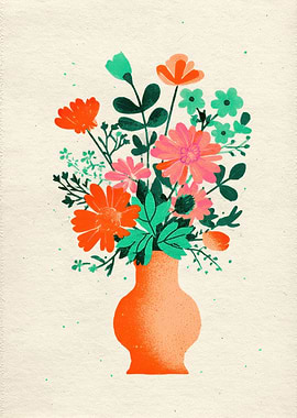 Floral Bouquet in Vase Illustration