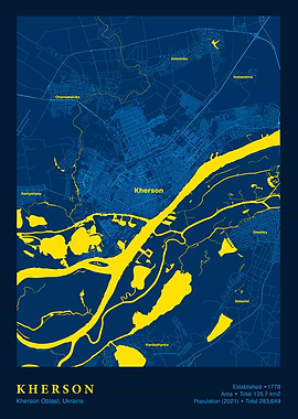 Kherson, Ukraine City Map Art