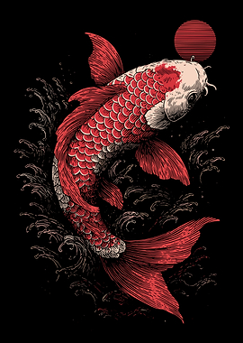 Red Koi Fish Illustration