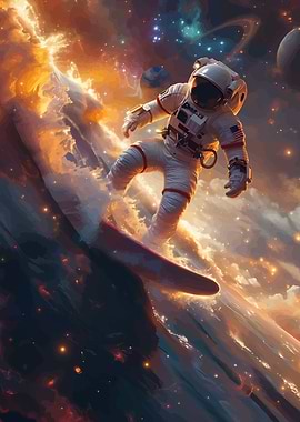 Astronaut Surfing in Space