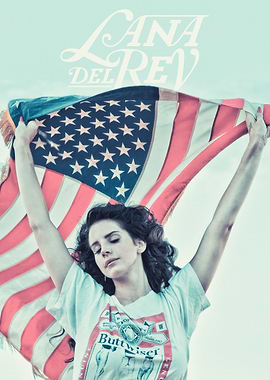 Lana Del Rey American Flag Portrait