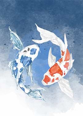 Watercolor Koi Fish Illustration