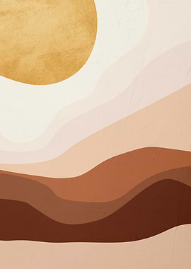 Abstract Desert Landscape with Sun