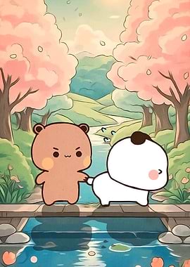 Cute Cartoon Bears Bridge