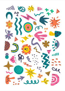 Colorful Abstract Shapes on White Background