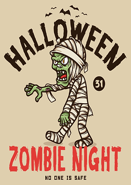 Halloween Zombie Night Cartoon Illustration