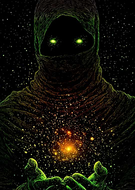 Mystic Figure Holding Stars