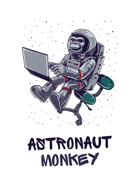 Astronaut Monkey with Laptop