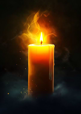 A single candle burning with a soft golden flame