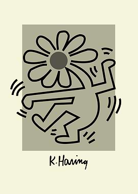 Keith Haring Flower Man Illustration