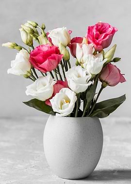 Pink and White Flowers in Vase