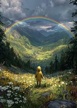 Child Beneath the Rainbow – Valley of Wildflowers