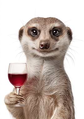 Meerkat with Wine Glass