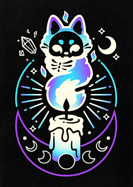 Mystical fox dark flame candle