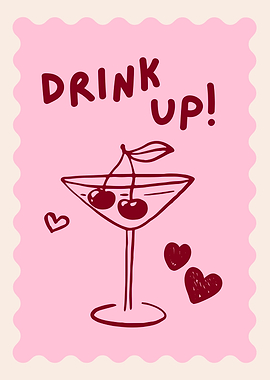 Drink Up! Cherry Cocktail Illustration