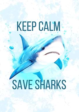 Keep Calm Save Sharks Poster