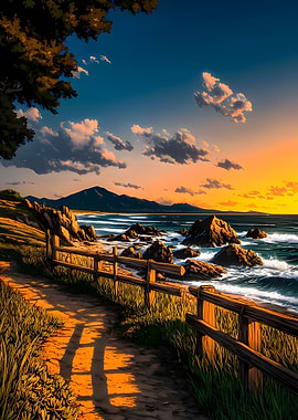 Coastal Path beach at Sunset