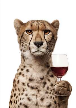 Cheetah with Wine Glass