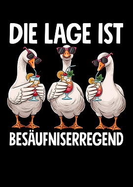 Funny Geese with Cocktails