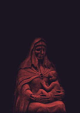 Red Madonna and Child Illustration