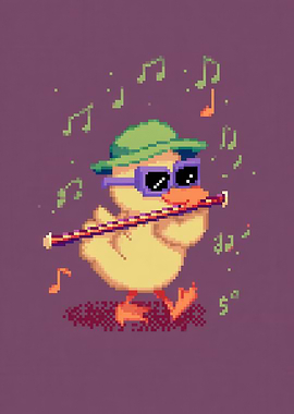 Pixel Art Duck Musician