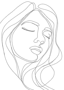 Fantasy Woman's Face Minimalist Line Art
