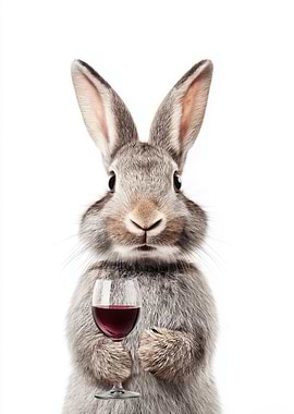 Rabbit with Wine Glass