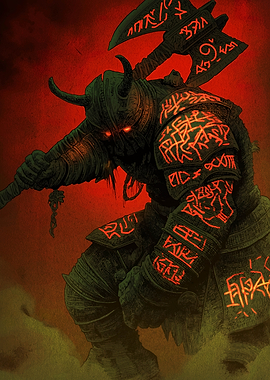 Warrior with Runes and Axe