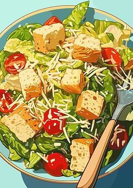 Fresh Caesar Salad Illustration
