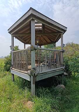 Rustic Wooden Gazebo in the Farm