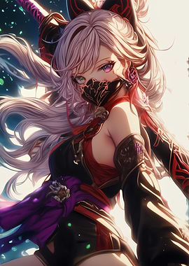 Anime Girl with Mask and Sword