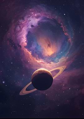 Ringed Planet in Nebula