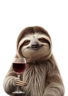 Sloth with Wine Glass