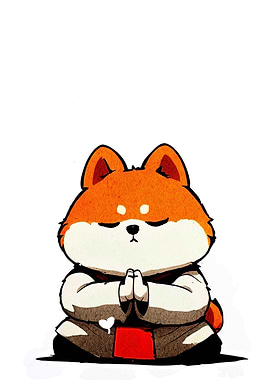 Meditating Shiba Inu Cartoon