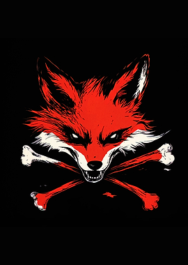 Red Fox Skull and Crossbones