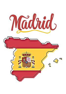 Madrid Spain Map Flag Illustration