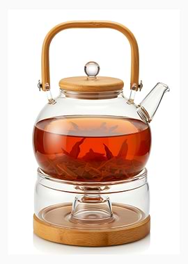 Glass Teapot with Wooden Accents