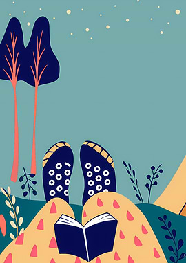 Reading outdoors illustration