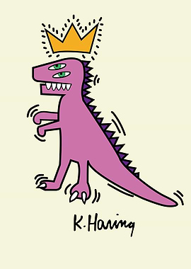 Keith Haring Dinosaur with Crown