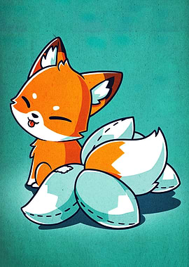 Cute Nine-Tailed Fox Illustration
