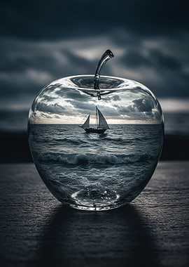 Ocean in Apple: Glass Art